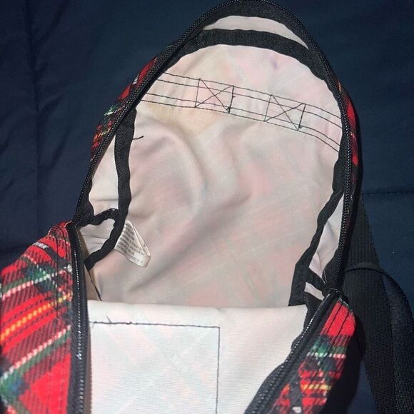 Victoria’s Secret PINK red plaid flannel small mini backpack bag - Picture 4 of 4